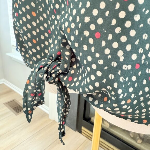 West Kei Polka Dot Tie-Front Blouse β Teal Multi, Size M πβ¨ - Picture 4 of 15